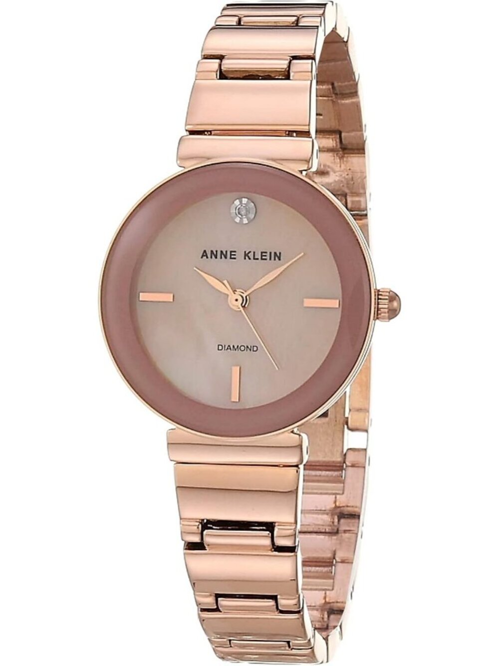 Anne Klein Women's Rose Gold Pink Analog Genuine Diamond Dial Bracelet Watch